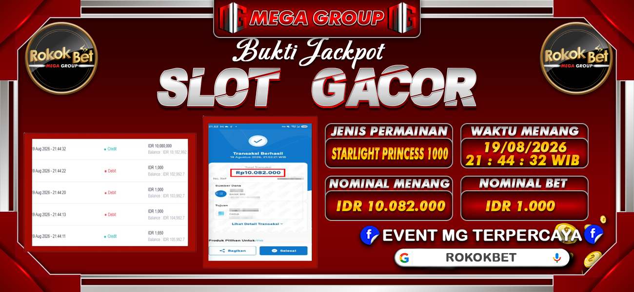 Bukti JP situs Rokokbet hari Kamis, 20 Agustus 2026