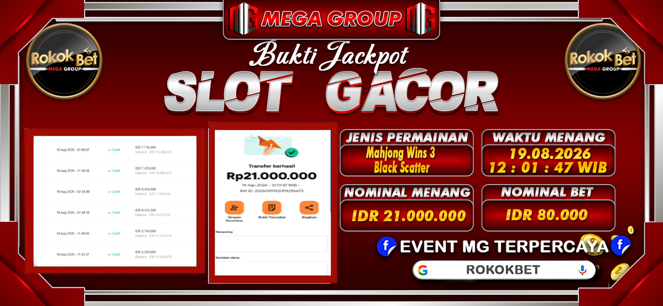 Bukti JP situs Rokokbet hari Rabu, 19 Agustus 2026