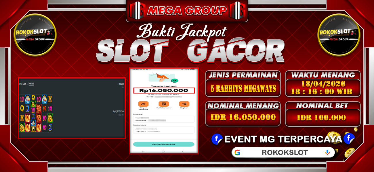 Bukti JP situs Rokokslot hari Sabtu, 18 April 2026