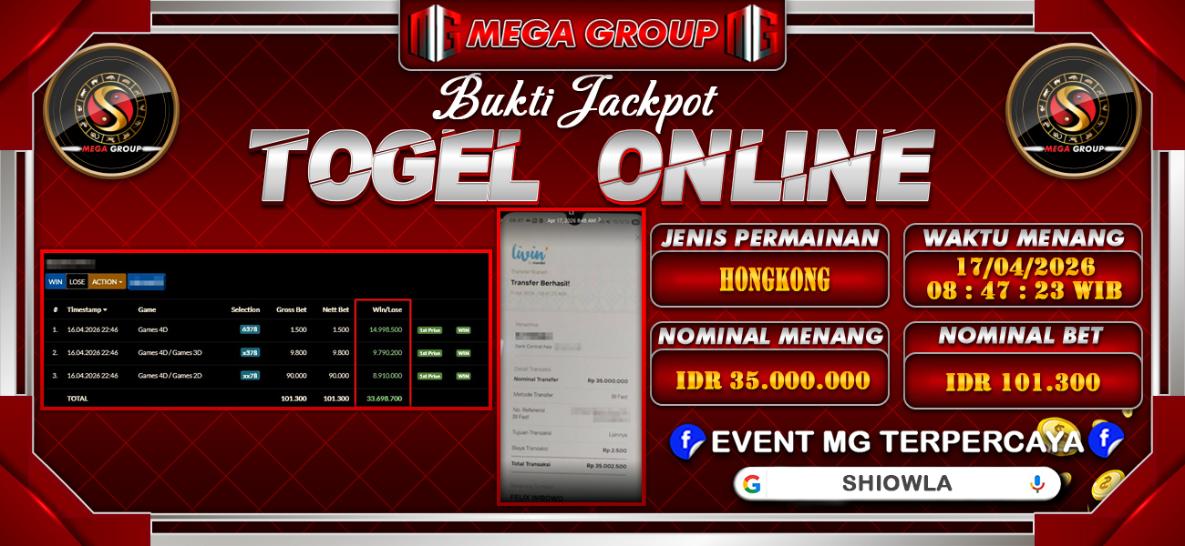 Bukti JP situs Shiowla hari Jumat, 17 April 2026