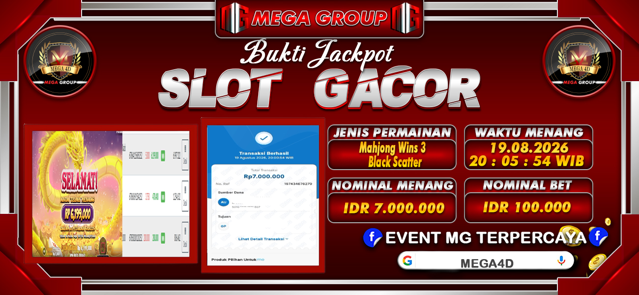 Bukti JP situs Mega4D hari Rabu, 19 Agustus 2026