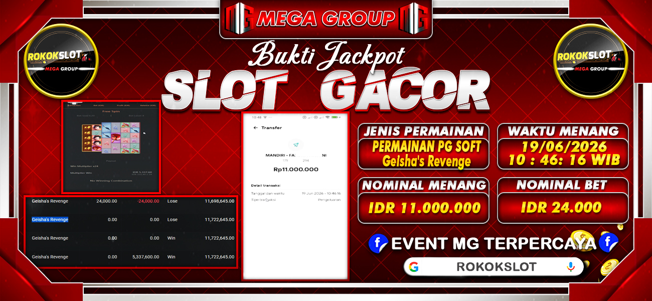 Bukti JP situs Rokokslot hari Jumat, 19 Juni 2026