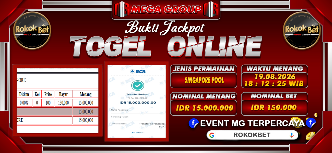 Bukti JP situs Rokokbet hari Rabu, 19 Agustus 2026